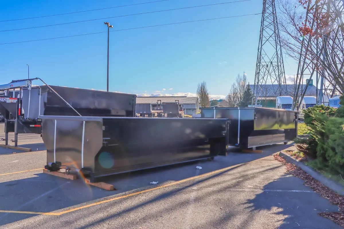 Roll-off dumpster ready for waste disposal at job site for Demolition Dumpster Rental in Vernon Hills